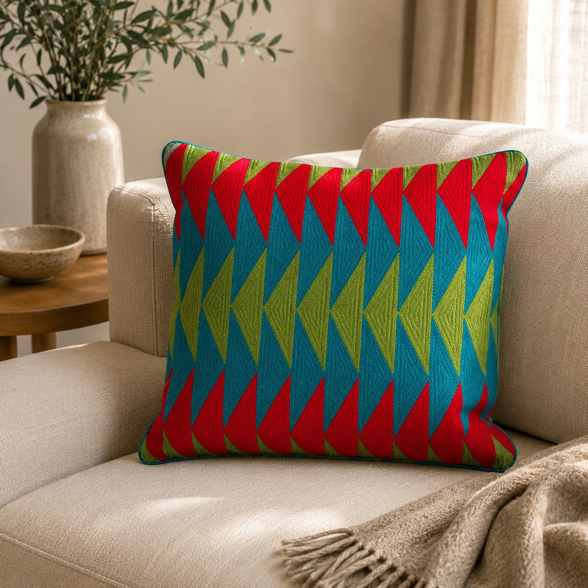 Embroidered Throw Pillow