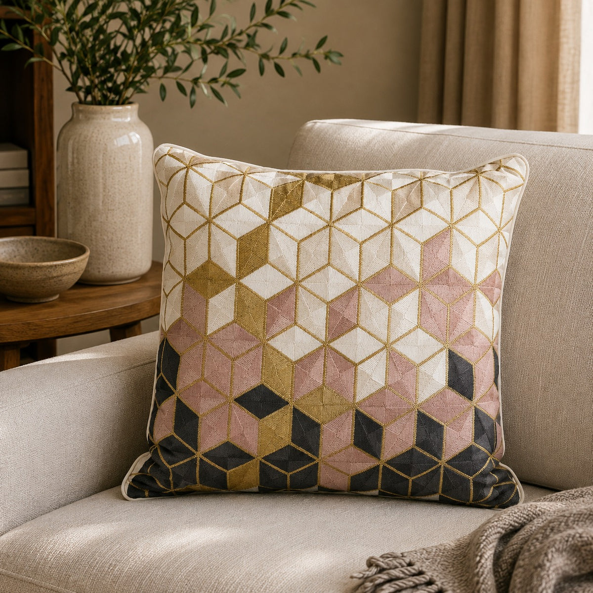 Embroidered Throw Pillow