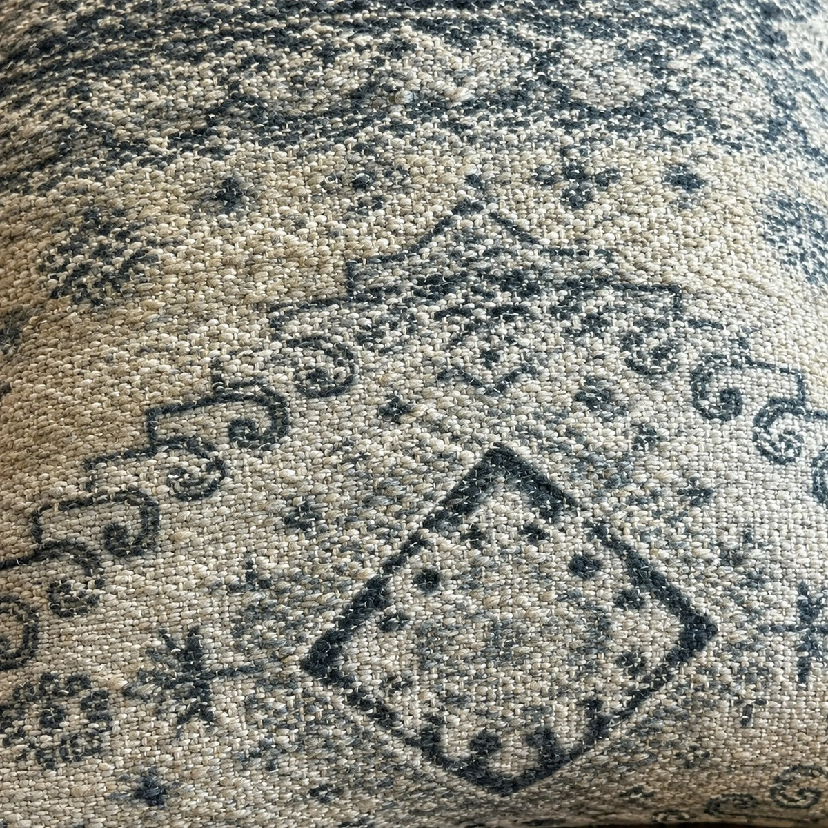 Embroidered Throw Pillow – Gold & Blue