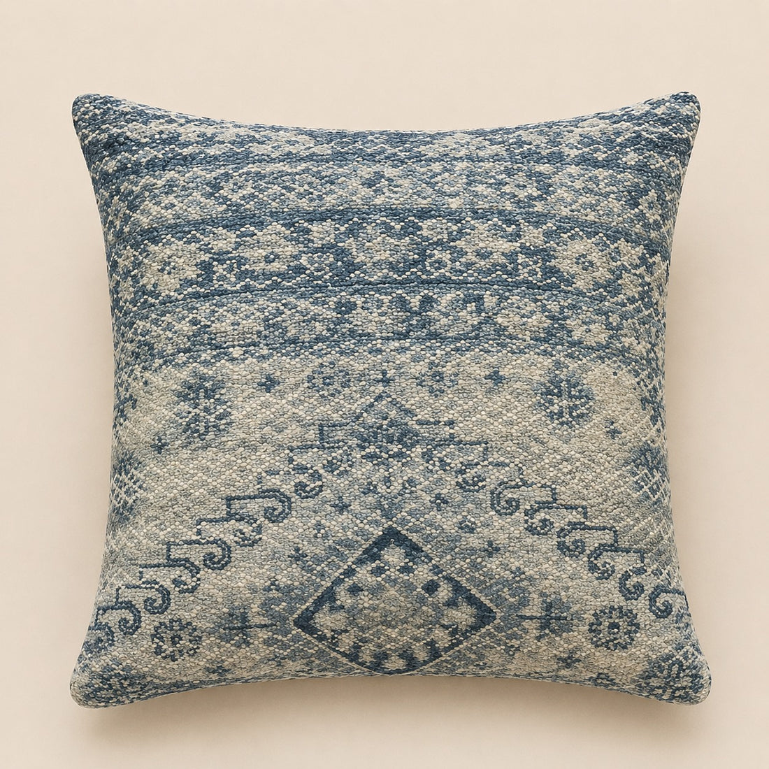 Embroidered Throw Pillow – Gold & Blue