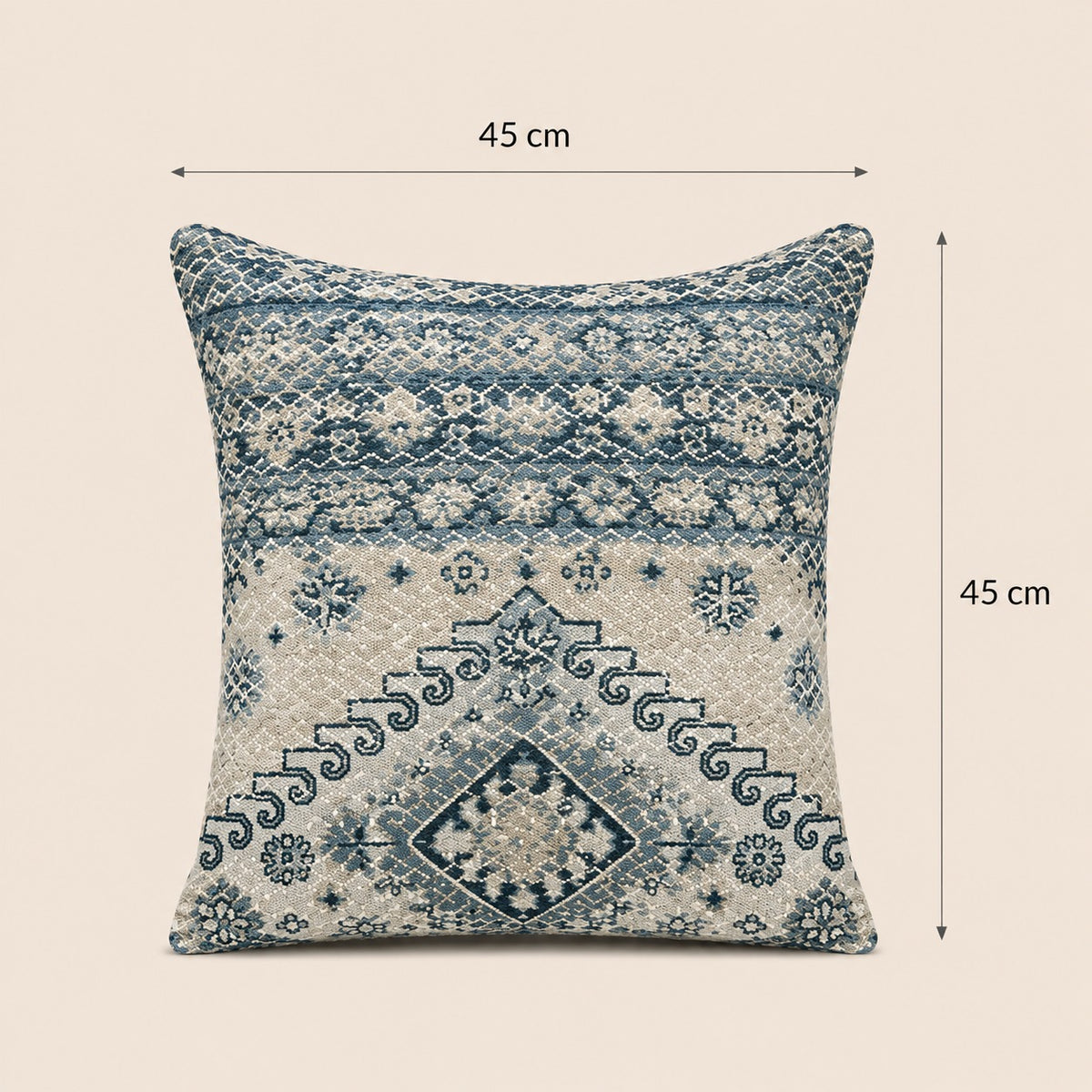 Embroidered Throw Pillow – Gold & Blue