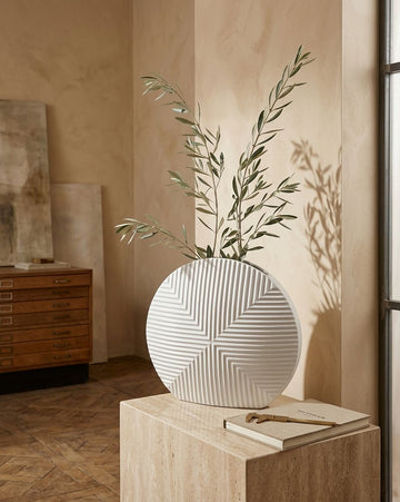 Geometric White Ceramic Decorative Bowls