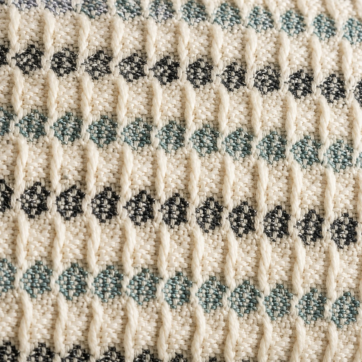 Embroidered Throw Pillow – Ivory & Blue