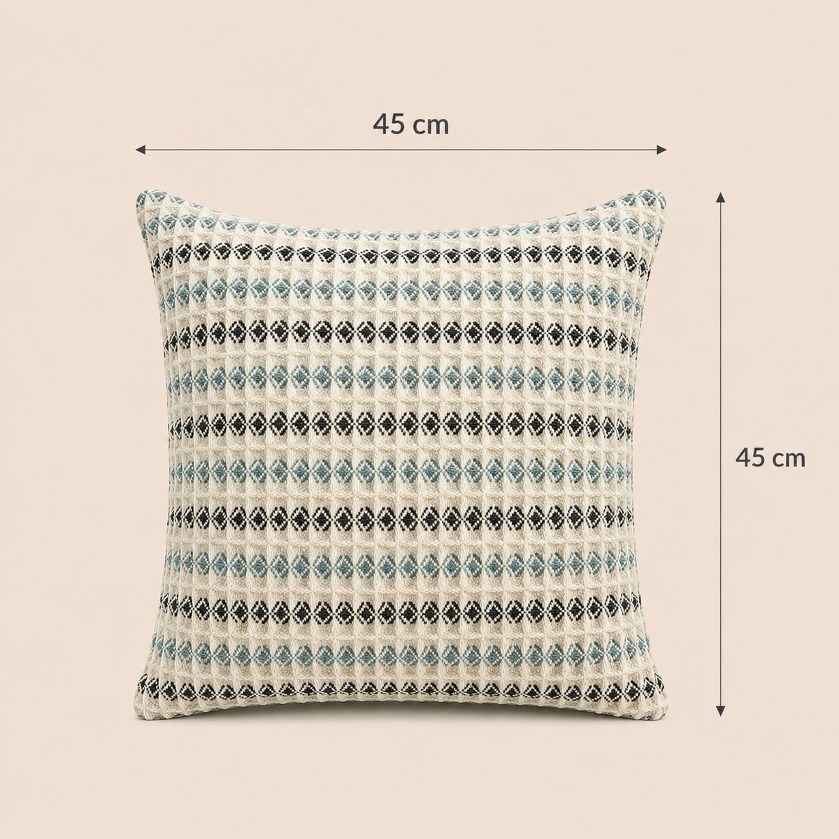 Embroidered Throw Pillow – Ivory & Blue