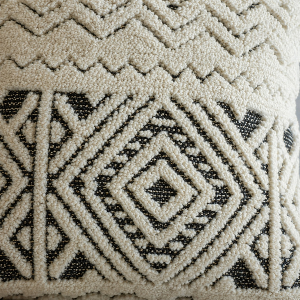 Embroidered Throw Pillow – Ivory & Graphite