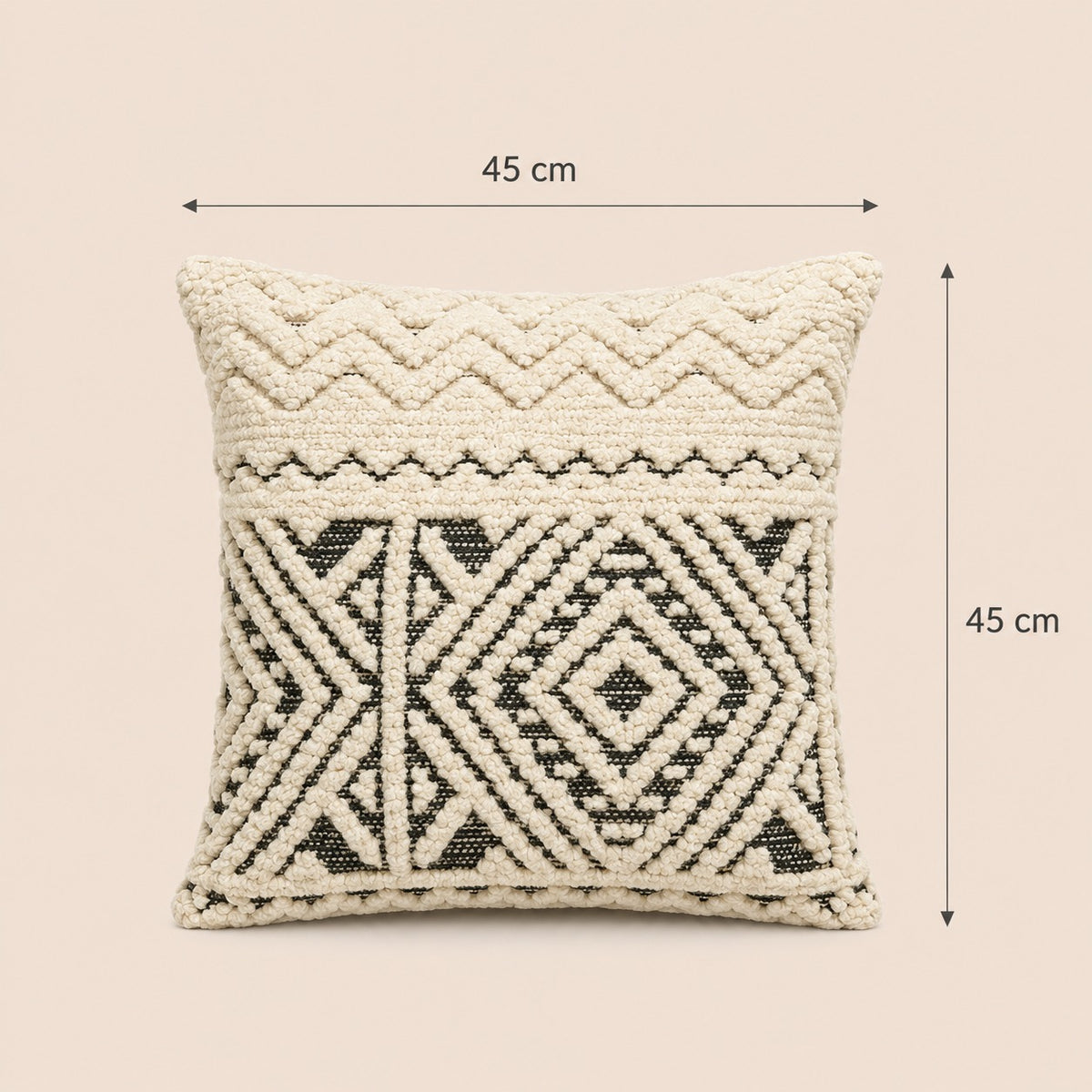 Embroidered Throw Pillow – Ivory & Graphite