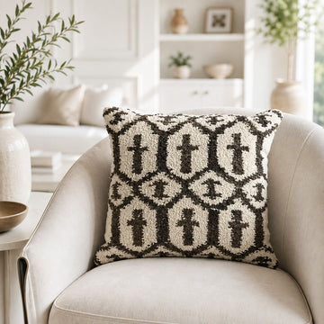 Embroidered Throw Pillow – Ivory Brown