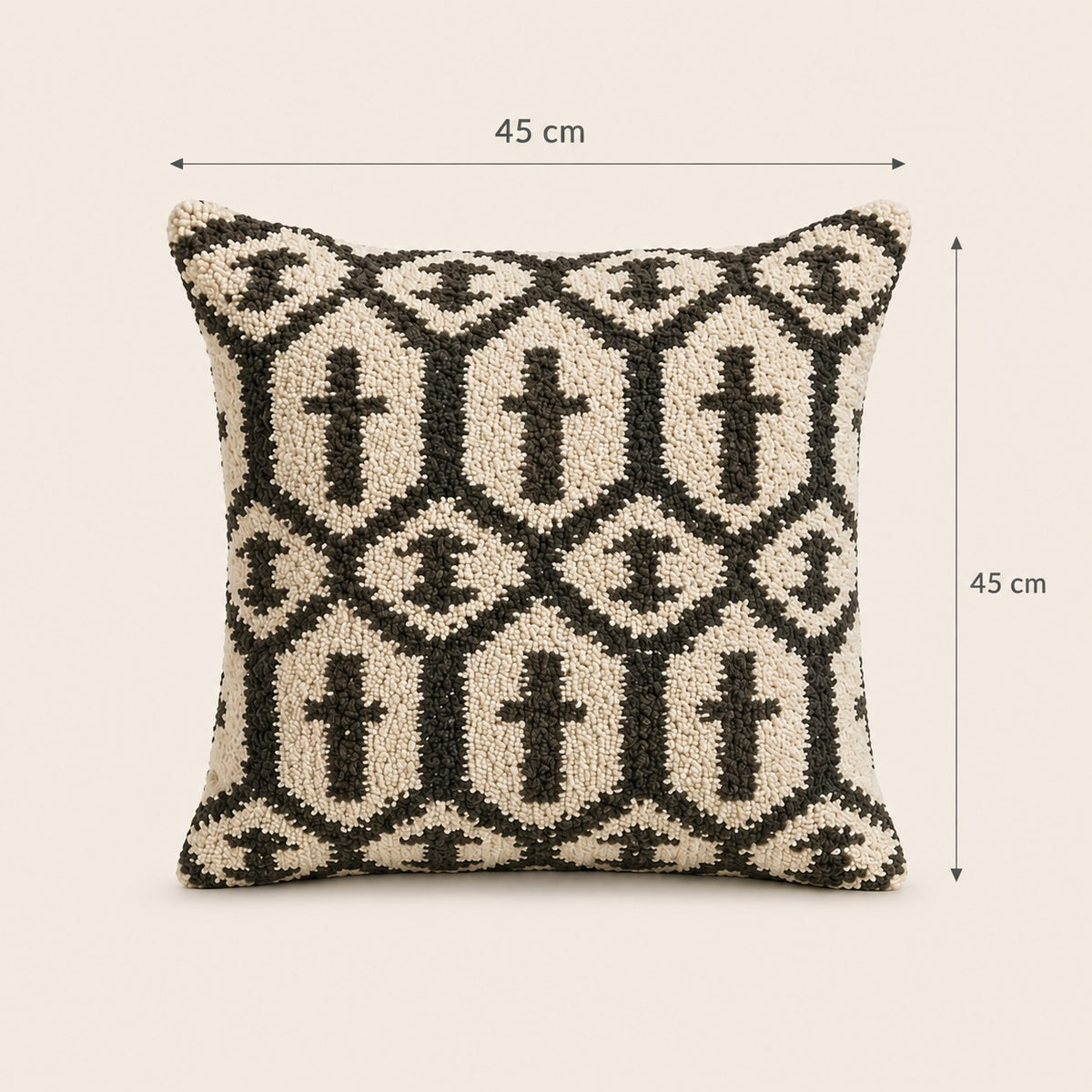 Embroidered Throw Pillow – Ivory Brown