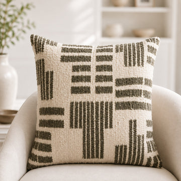 Embroidered Throw Pillow – Sand Olive