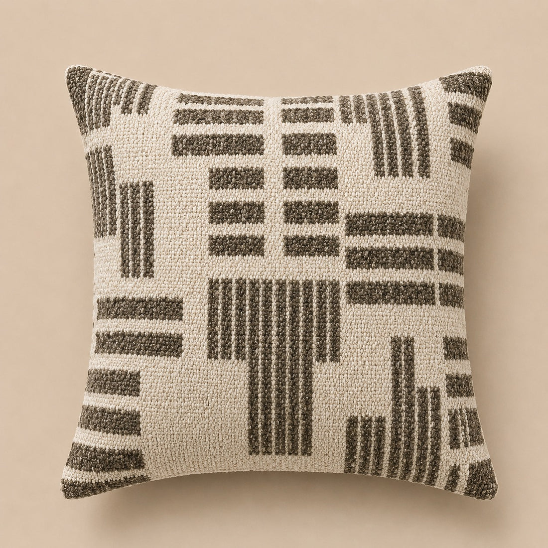 Embroidered Throw Pillow – Sand Olive