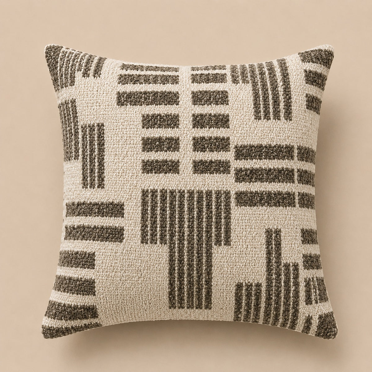 Embroidered Throw Pillow – Sand Olive