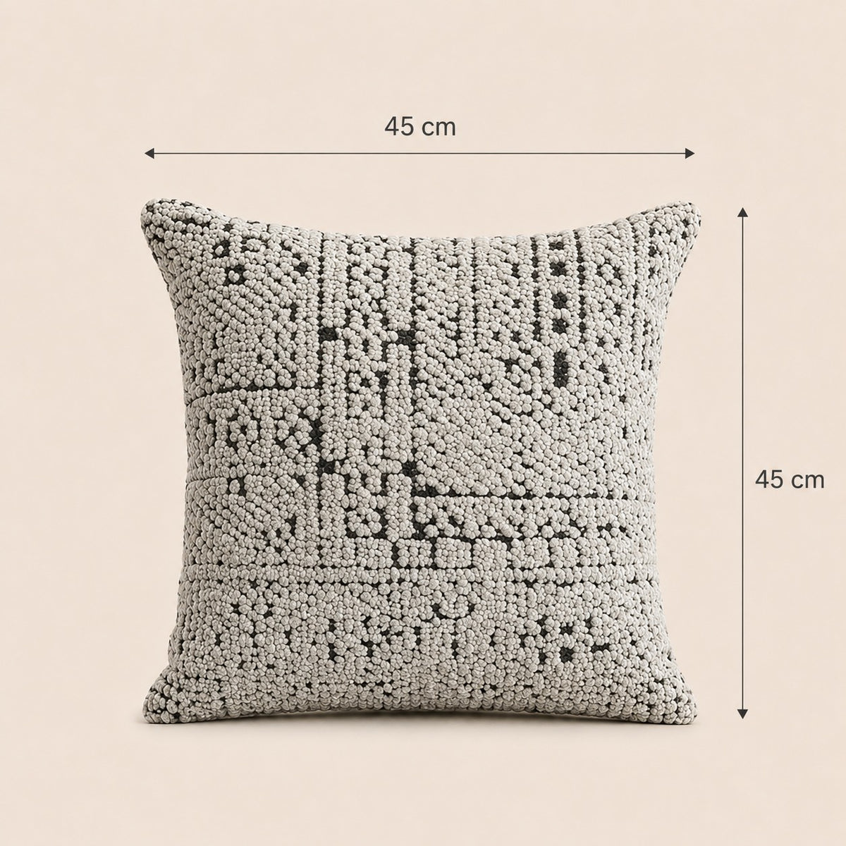 Embroidered Wool Cushion – Ivory & Black