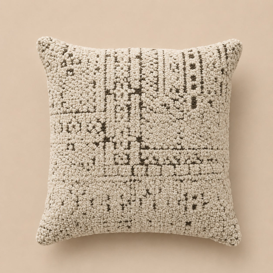 Embroidered Wool Cushion – Ivory & Black