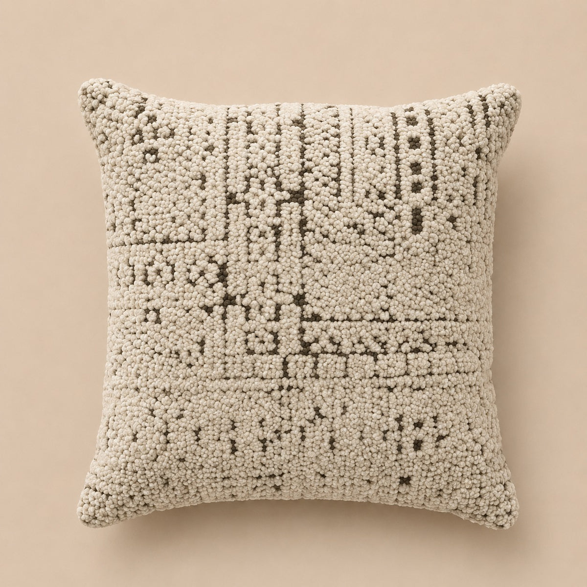 Embroidered Wool Cushion – Ivory & Black