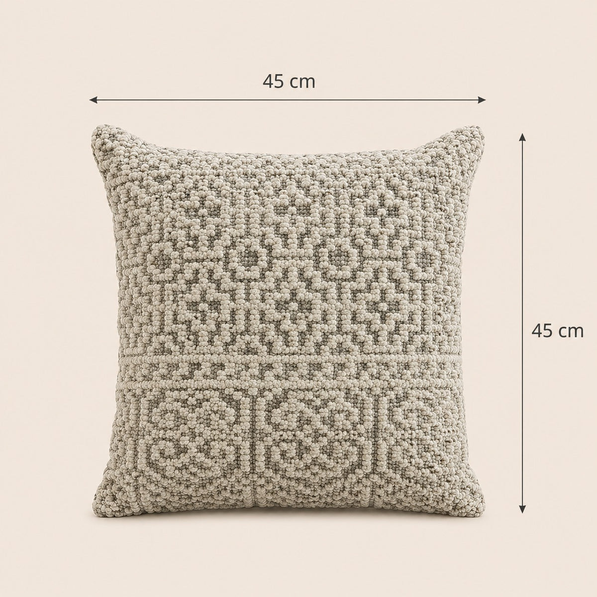 Embroidered Wool Cushion – Ivory & Silver
