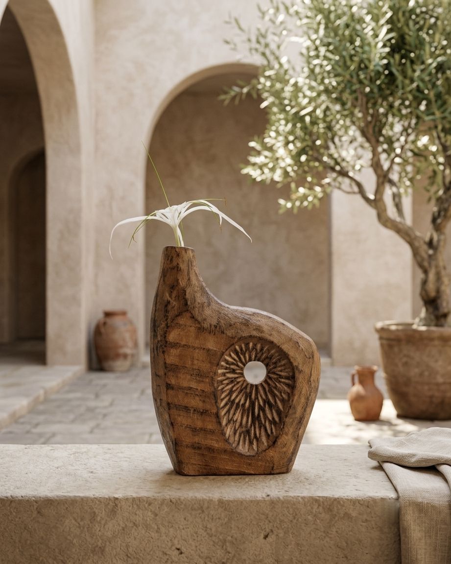 Natural grain wood vase
