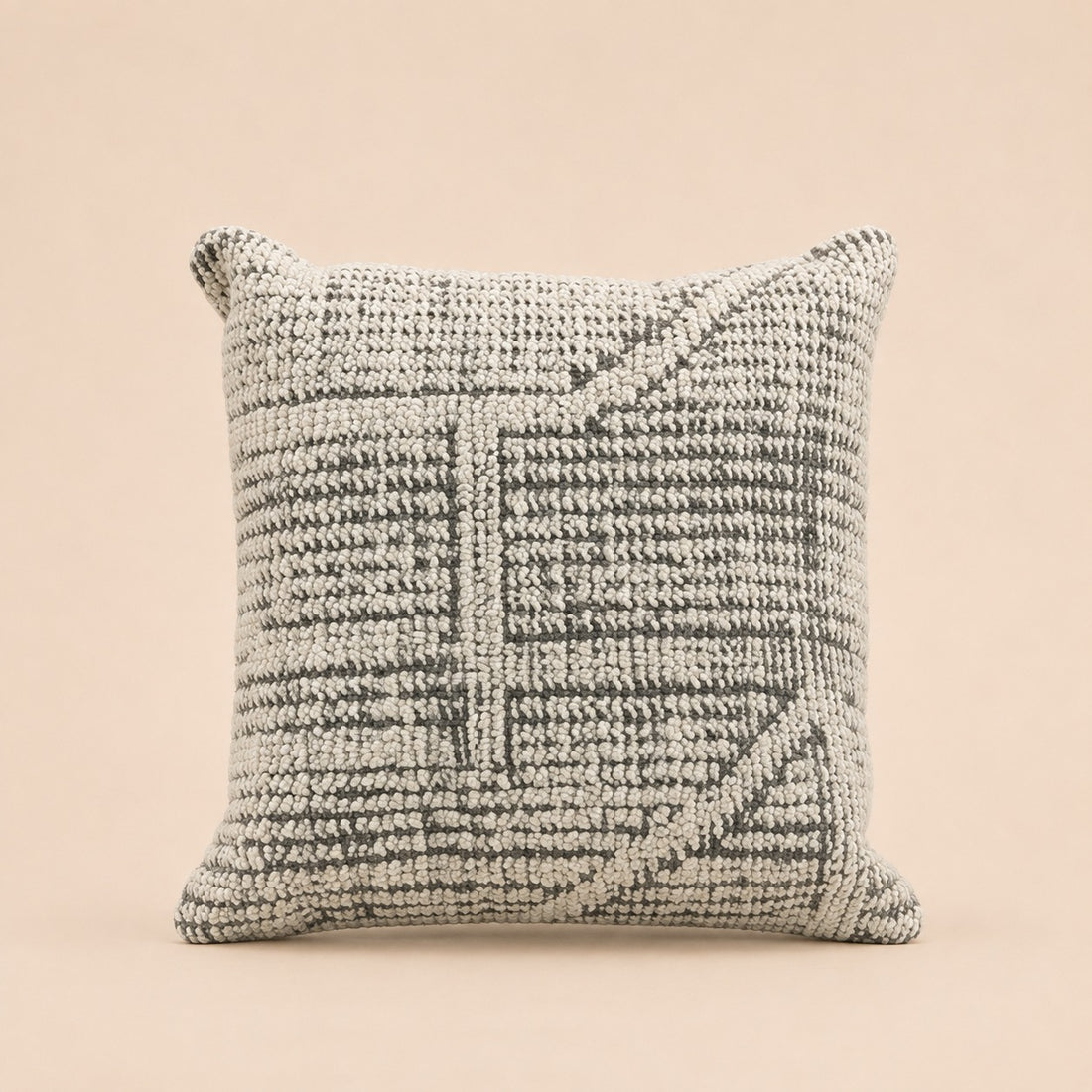 Embroidered Wool Cushion – Ivory Brown