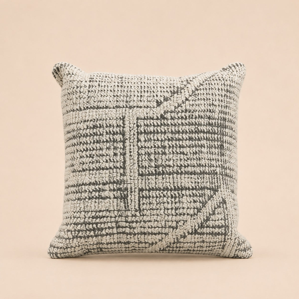 Embroidered Wool Cushion – Ivory Brown