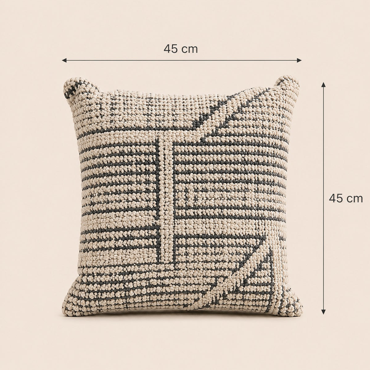 Embroidered Wool Cushion – Ivory Brown