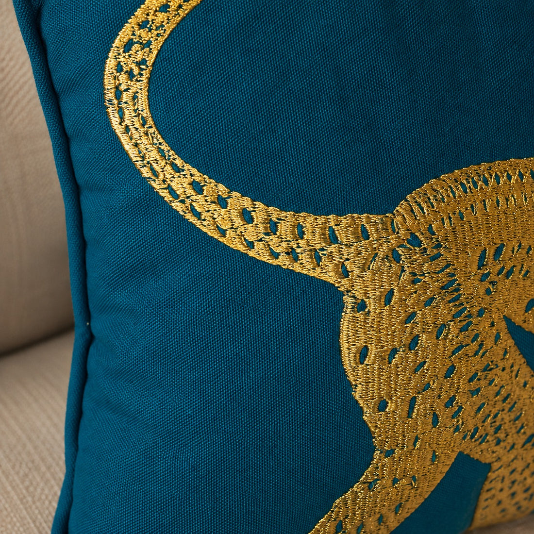 Monkey Embroidered Throw Pillow
