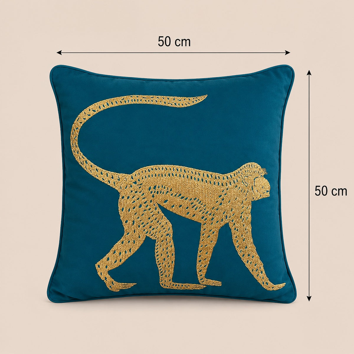 Monkey Embroidered Throw Pillow