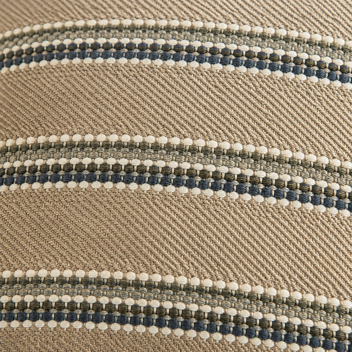 Striped Cotton Cushion – Taupe & Blue