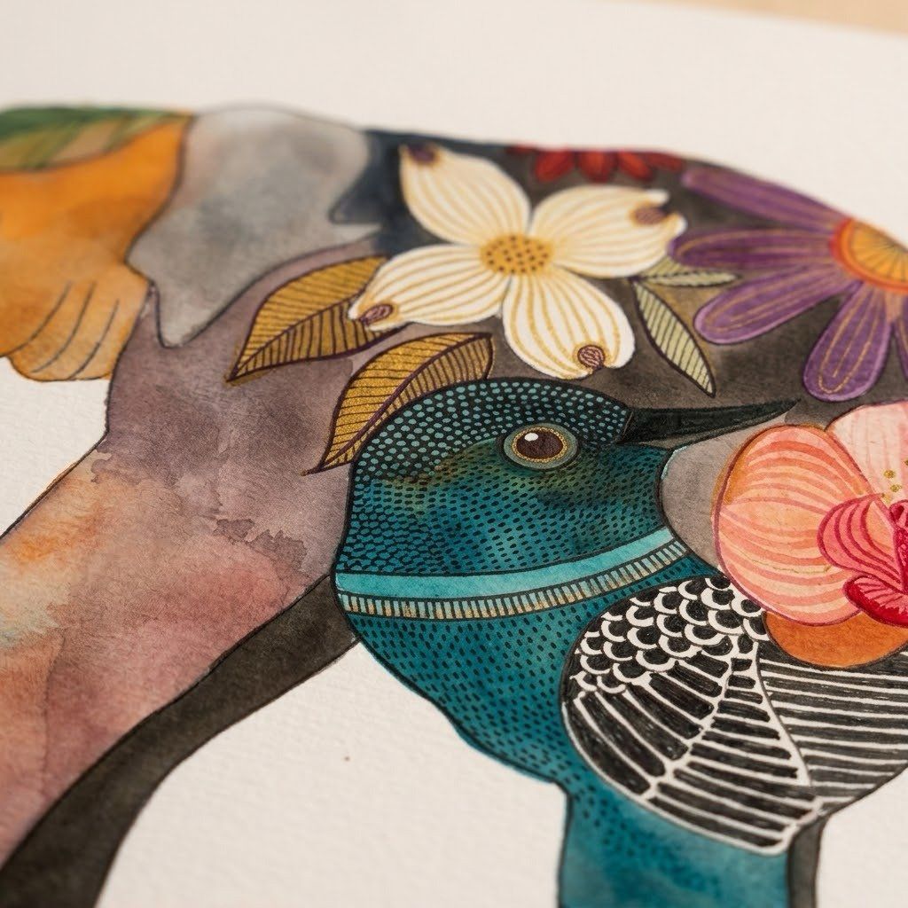 Floral Elephant Wall Art