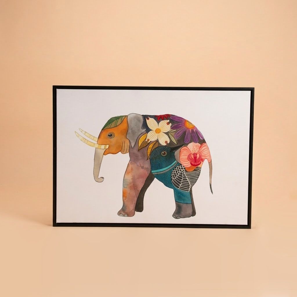 Floral Elephant Wall Art