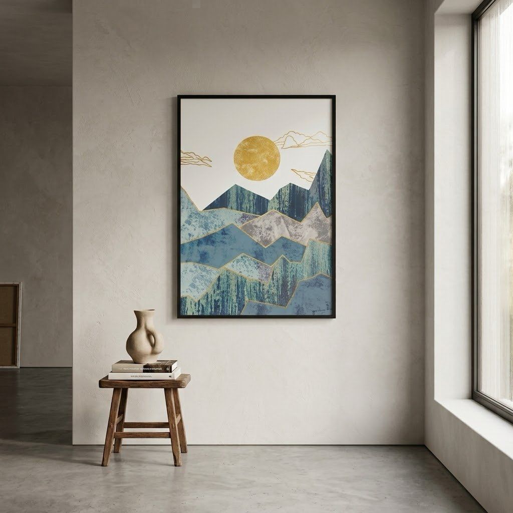 Golden Horizon Abstract Wall Art