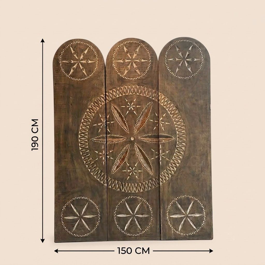 Large Carved Wooden Wall Art Panel