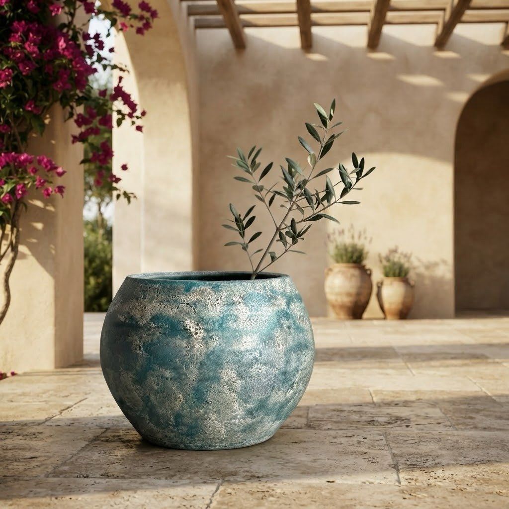 Aqua Stone Bowl Planter