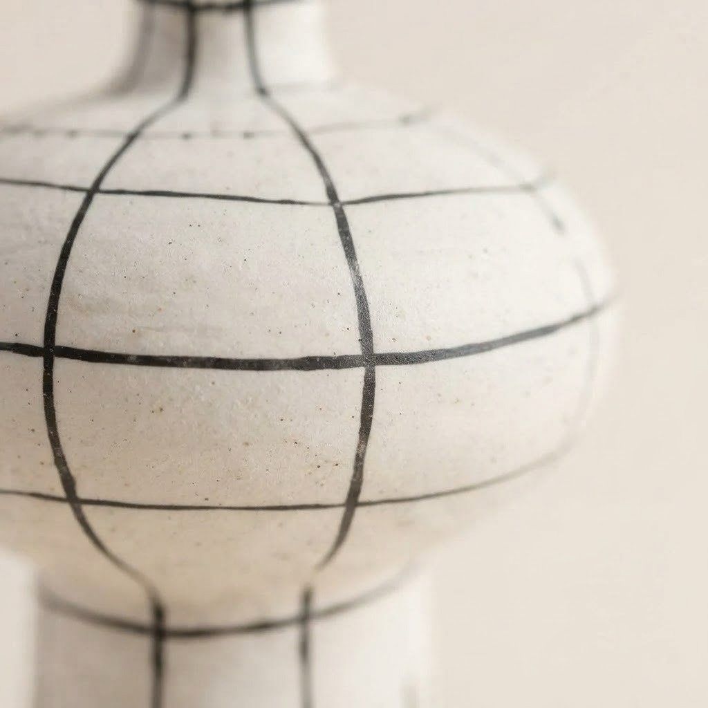 Hand-Painted Grid Vase