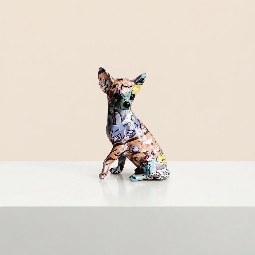 Abstract Resin Puppy Sculpture