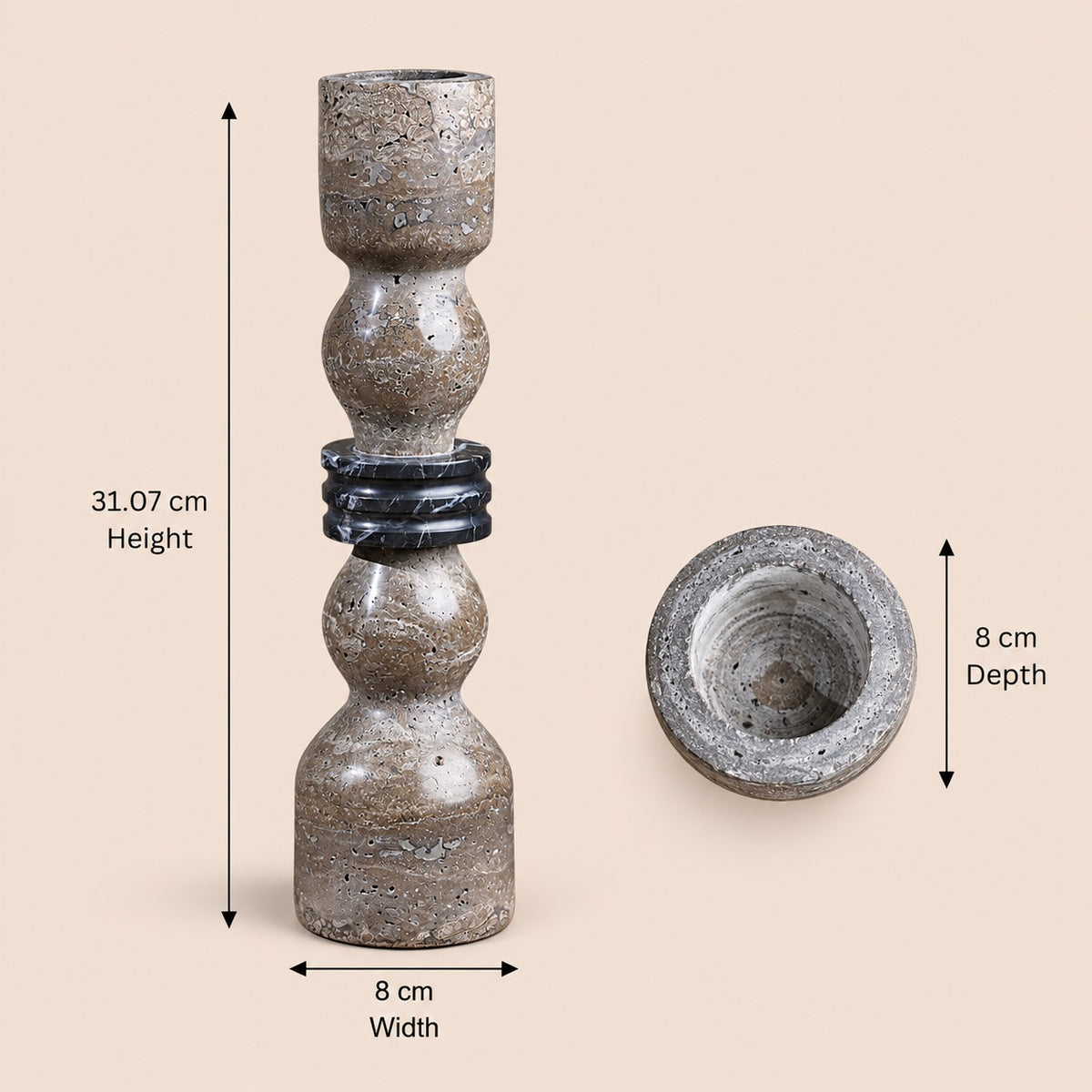 Stone String Candlestick Gray