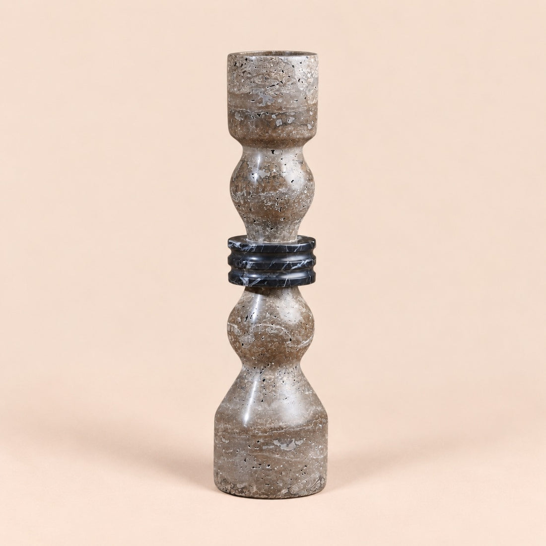 Stone String Candlestick Gray