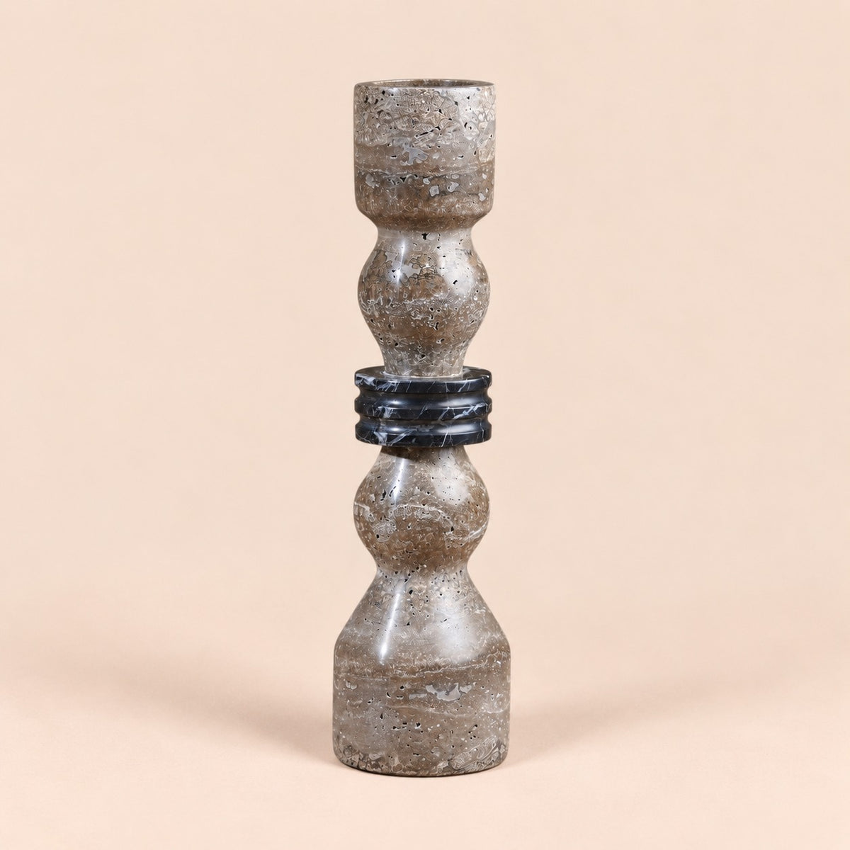 Stone String Candlestick Gray