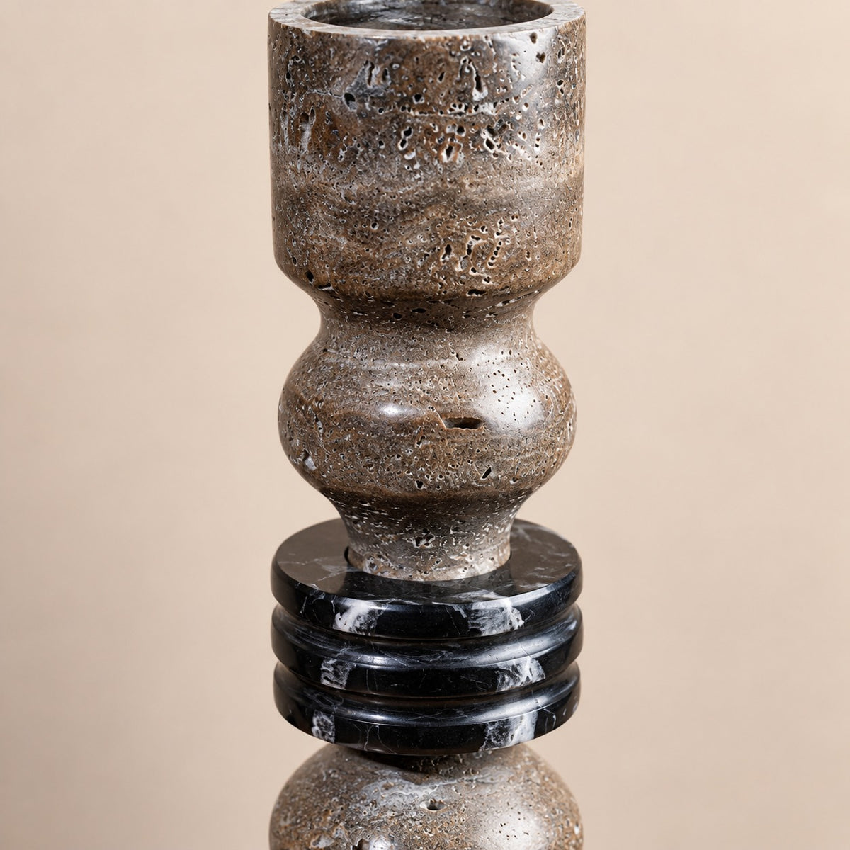 Stone String Candlestick Gray