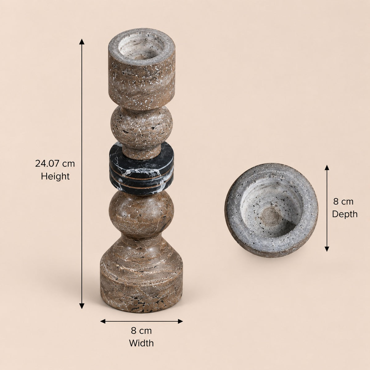 Stone String Candlestick Gray
