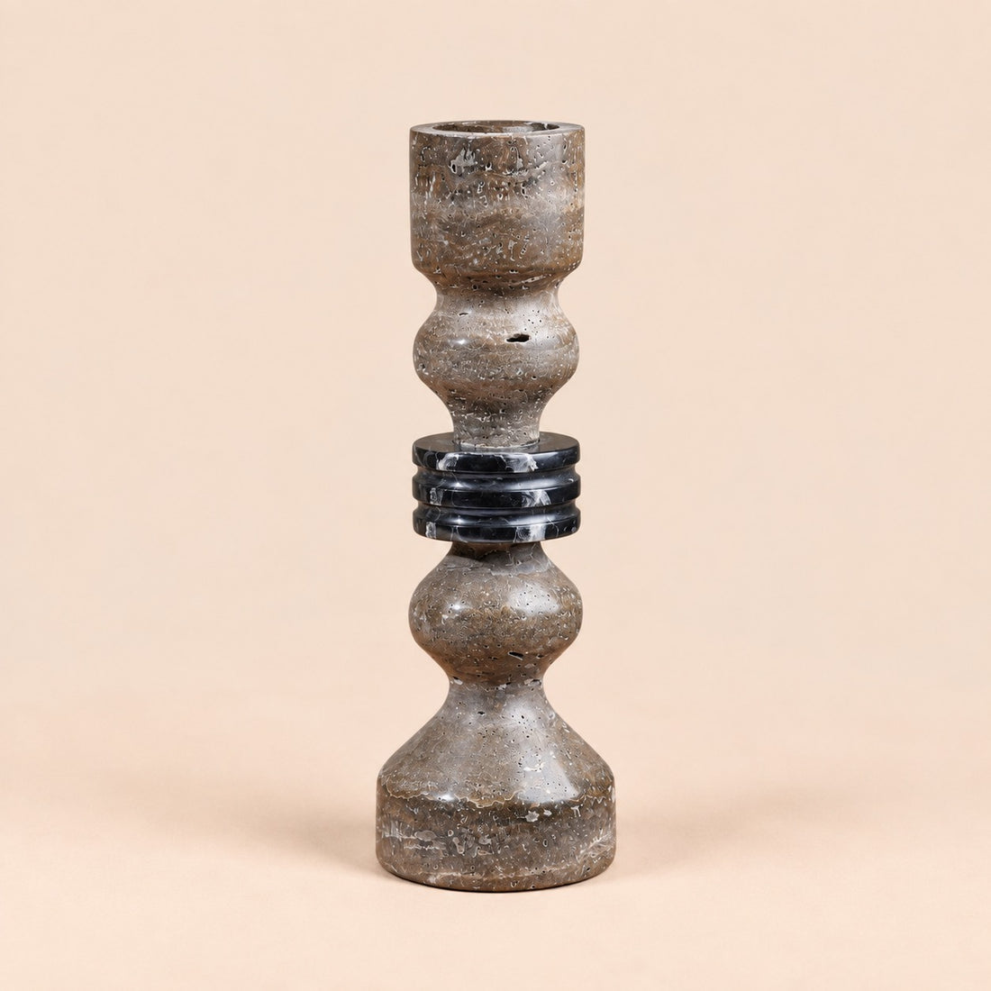 Stone String Candlestick Gray