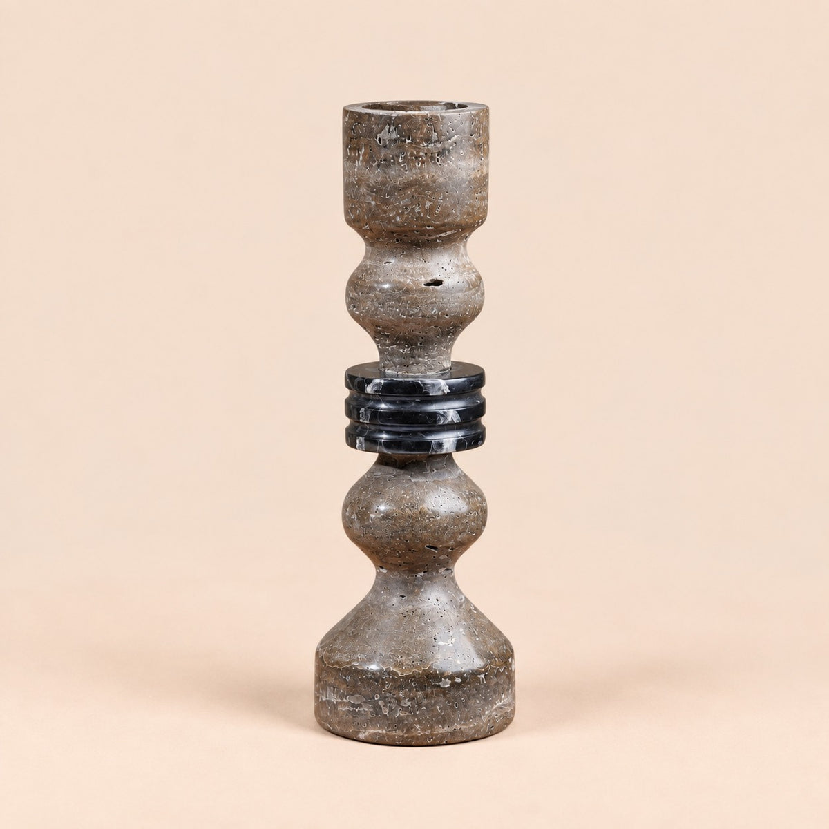 Stone String Candlestick Gray