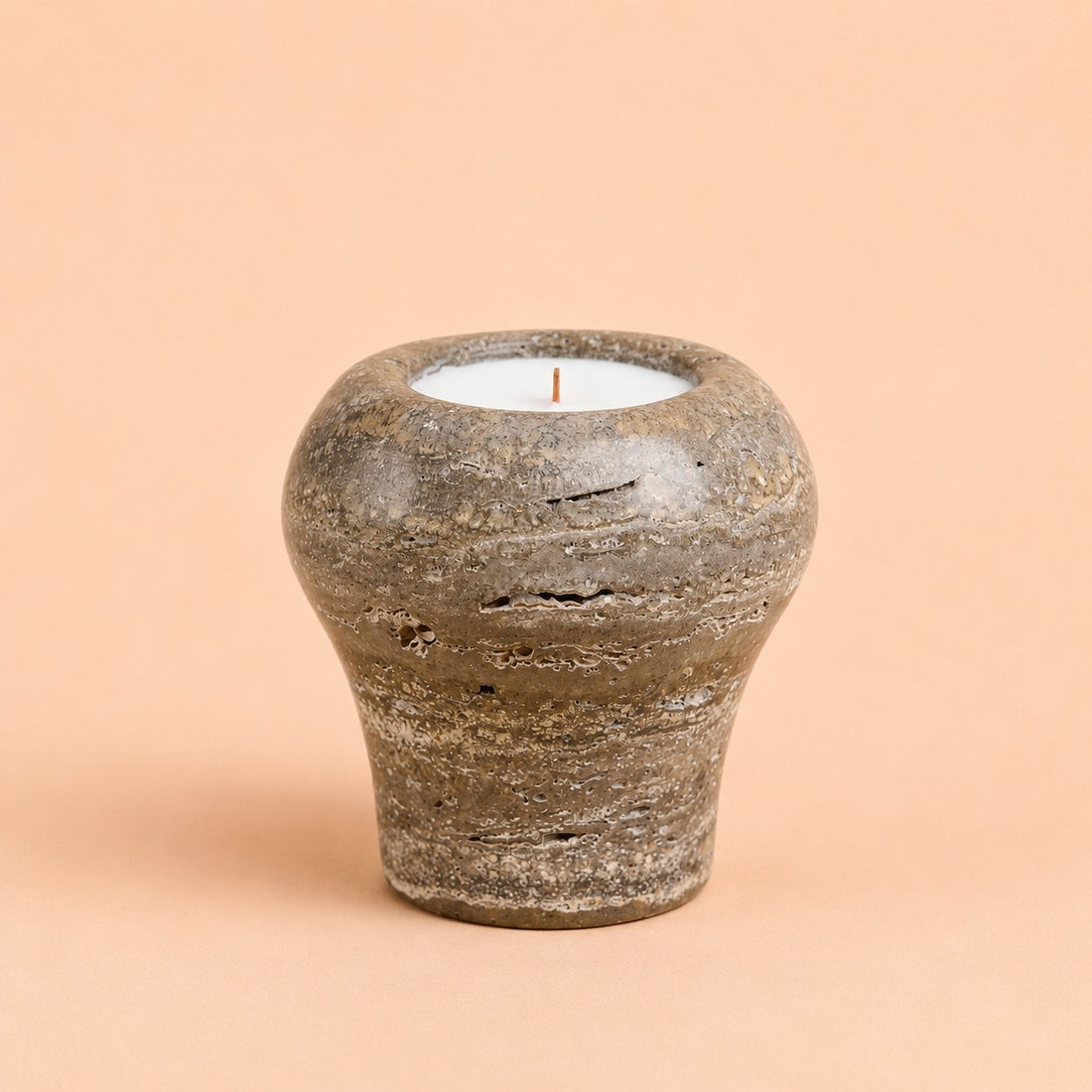 Cylindrical Stone Candle Cup-Rock
