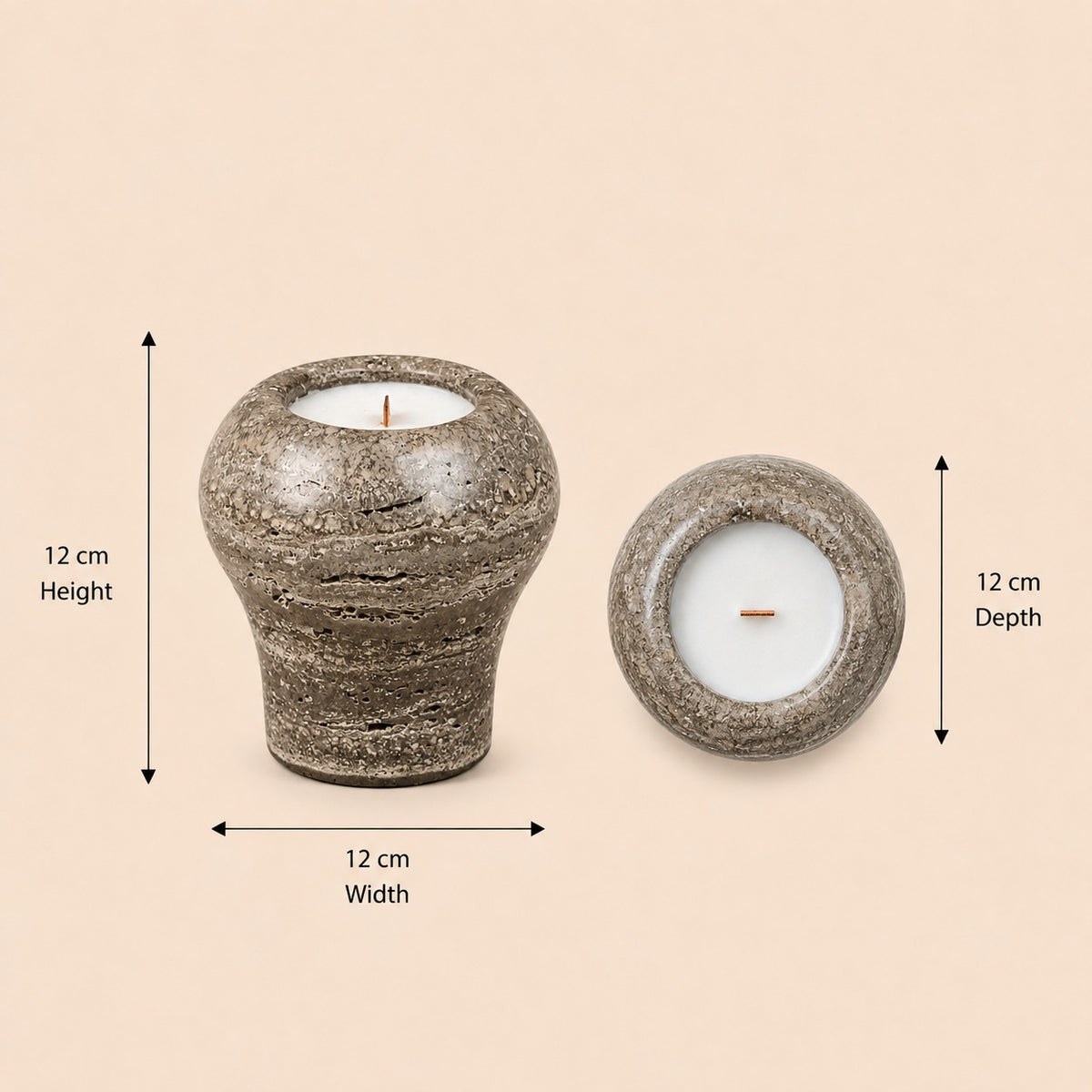 Cylindrical Stone Candle Cup-Rock