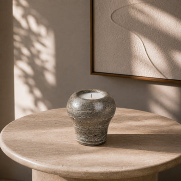 Cylindrical Stone Candle Cup-Rock