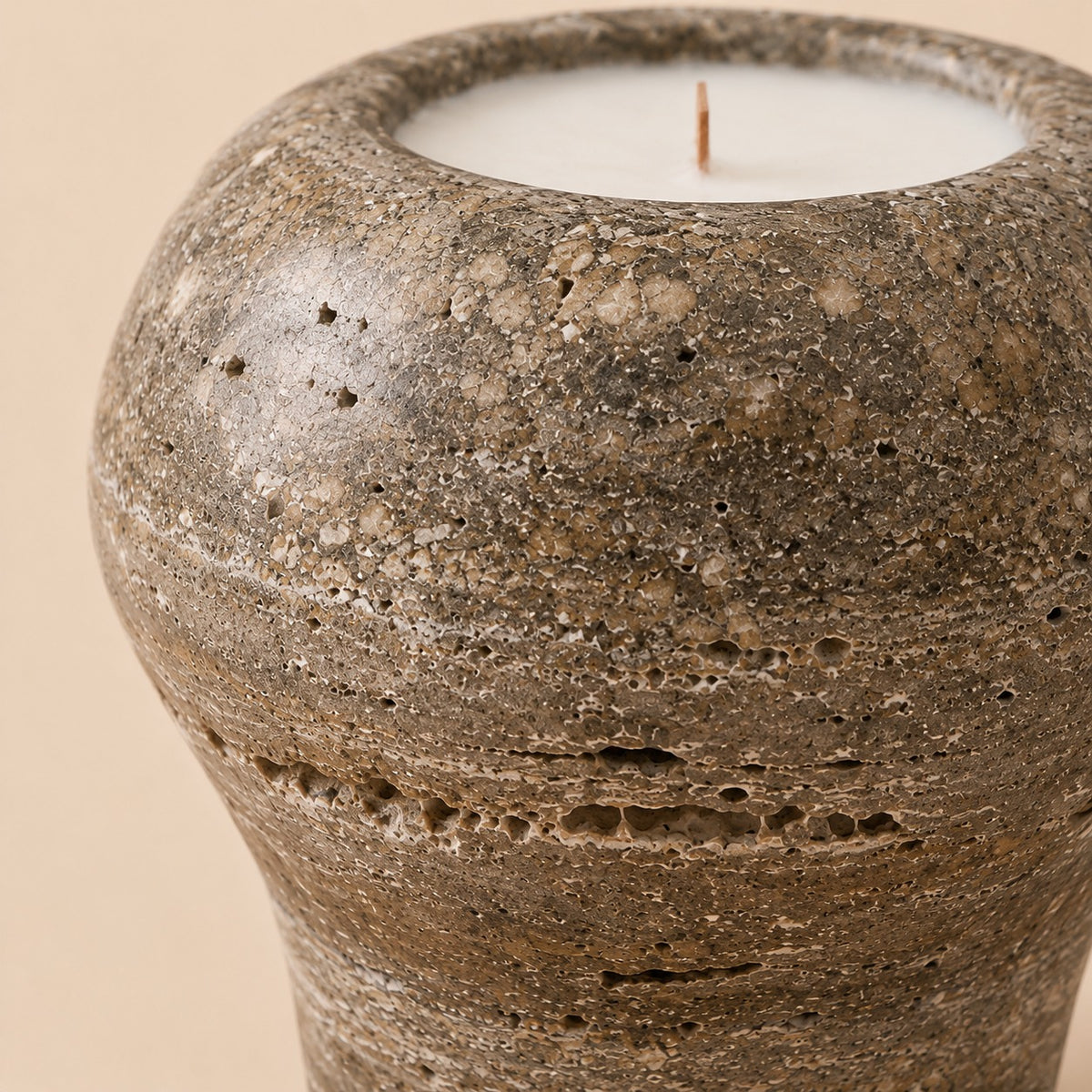 Cylindrical Stone Candle Cup-Rock