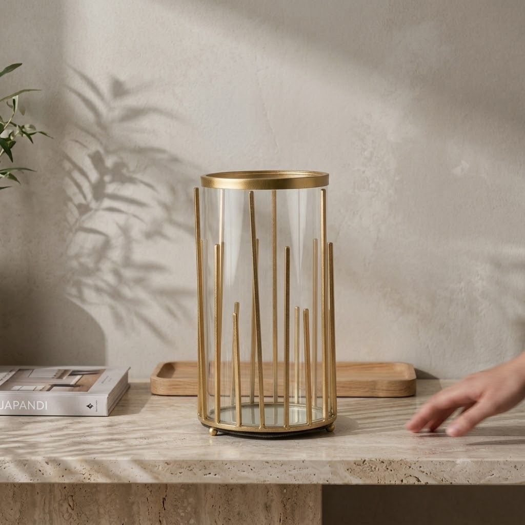Glass & Metal Vase
