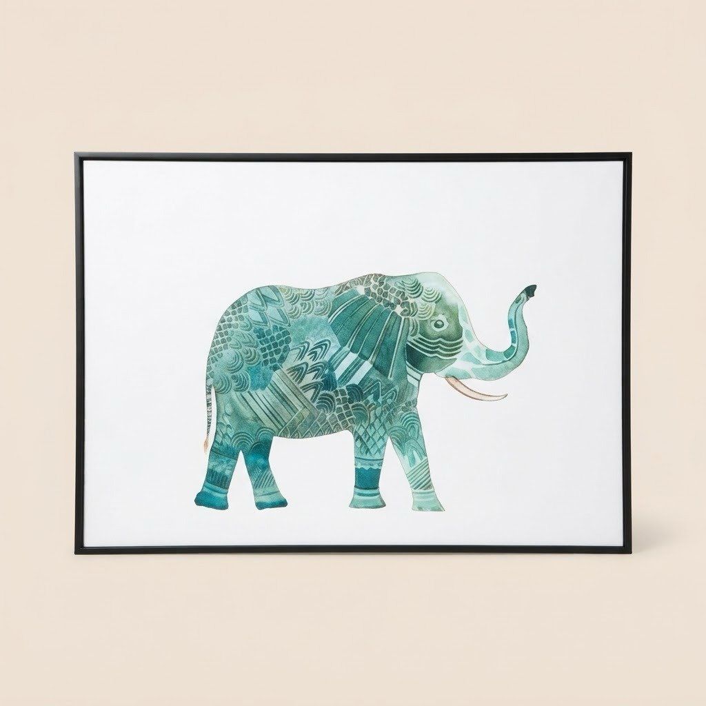 Teal Elephant Wall Art