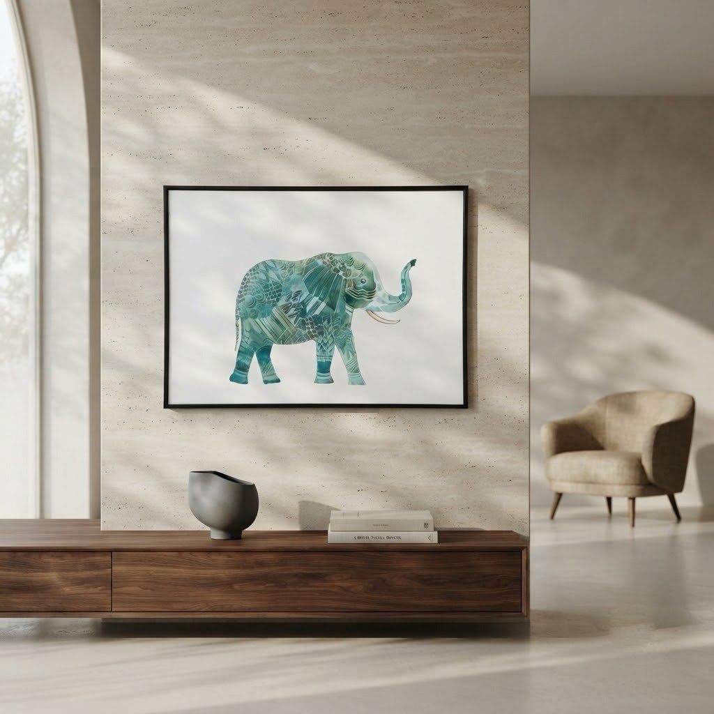 Teal Elephant Wall Art