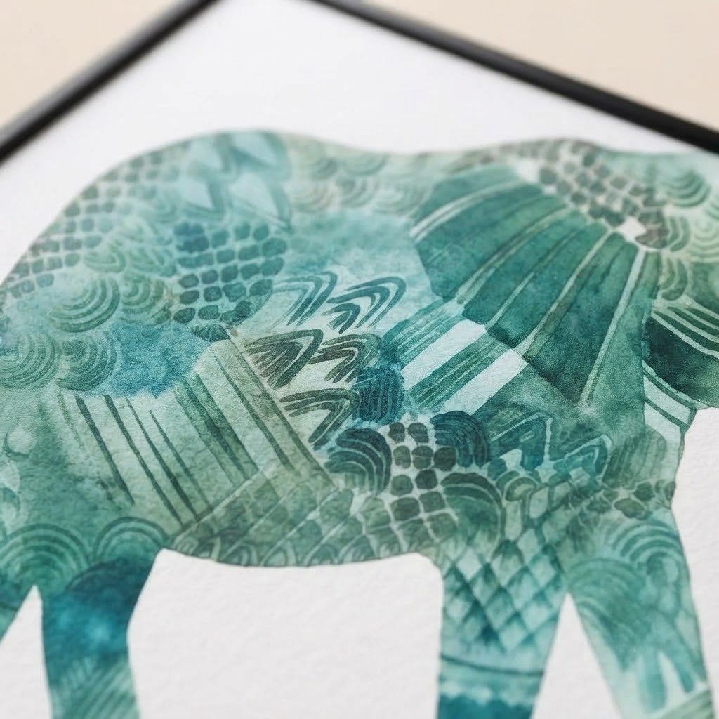 Teal Elephant Wall Art