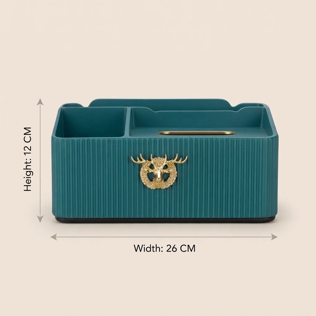 Teal Resin & Gold Deer Box