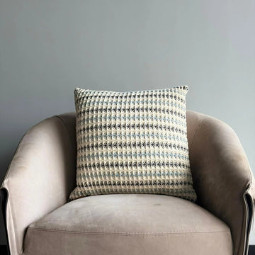 Embroidered Throw Pillow – Ivory & Blue
